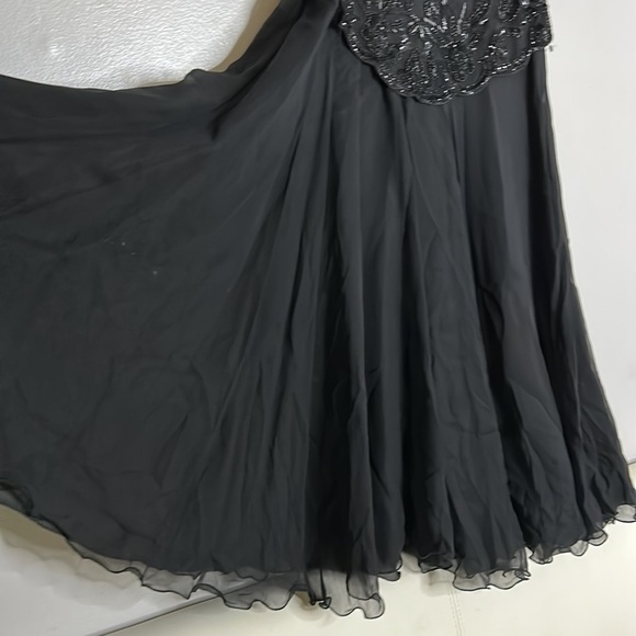VINTAGE LAWRENCE KAZAR BLACK SEQUIN BEADED UPPER FULL GOWN MEDIUM new w tags - Picture 6 of 10